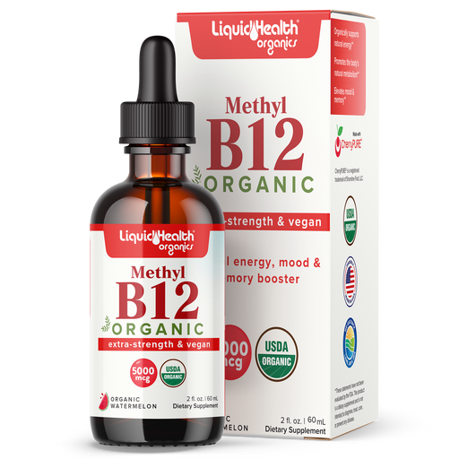 Organic Bariatric Liquid Vitamin B12 - Extra Strength & Vegan 5,000 mcg