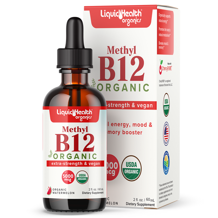 Organic Bariatric Liquid Vitamin B12 - Extra Strength & Vegan 5,000 mcg