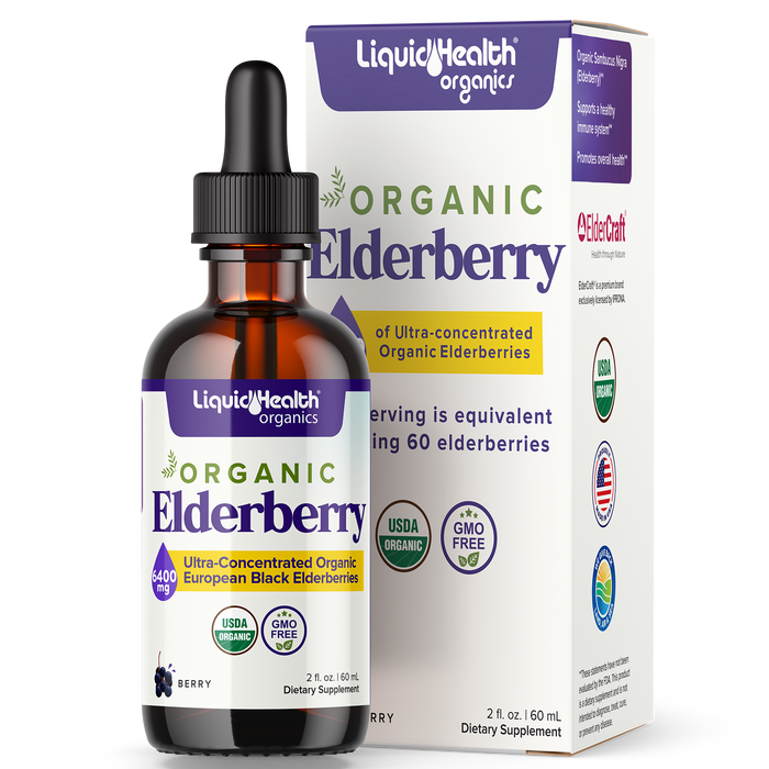 Organic Elderberry Liquid Supplement Drops 6400 mg For Immune Support