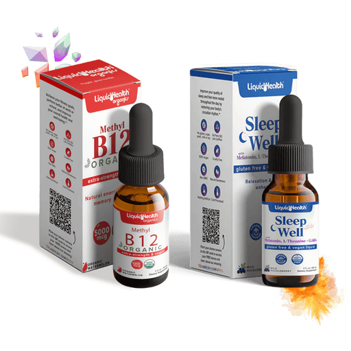 Organic Vitamin B12 Drops + Sleep Well (Brand New Formula!) Combo Pack!